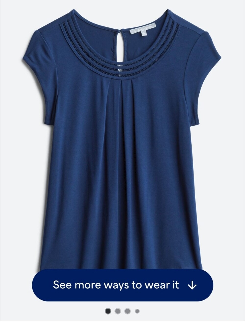 Daniel RainnBrinn Scoop Neck Pleat Detail Knit Top Navy Blue